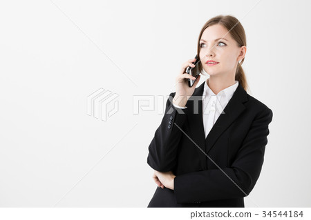 外國女商人白色背景圖像 外國女商人白色背景圖像 34544184