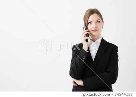 外國女商人白色背景圖像 外國女商人白色背景圖像 34544185