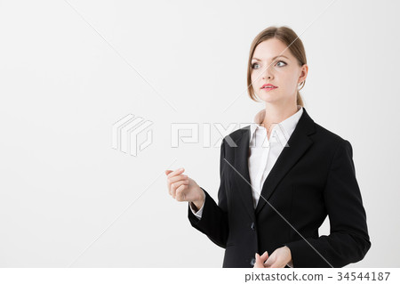 外國女商人白色背景圖像 外國女商人白色背景圖像 34544187