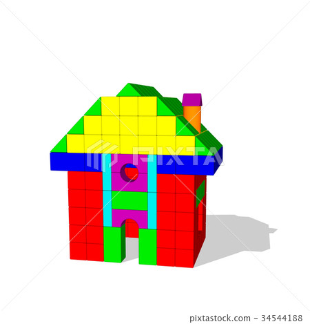House from toy building blocks. House from toy building blocks. 34544188