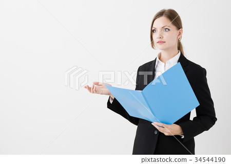 外國女商人白色背景圖像 外國女商人白色背景圖像 34544190