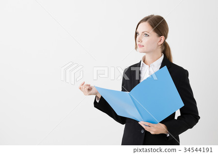 外國女商人白色背景圖像 外國女商人白色背景圖像 34544191