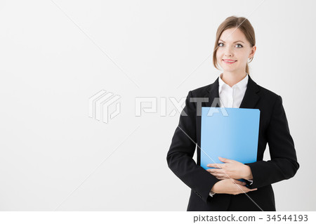 外國女商人白色背景圖像 外國女商人白色背景圖像 34544193