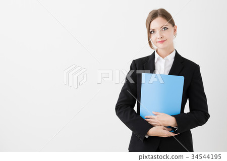 外國女商人白色背景圖像 外國女商人白色背景圖像 34544195