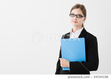 外國女商人白色背景圖像 外國女商人白色背景圖像 34544196