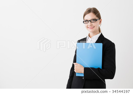 外國女商人白色背景圖像 34544197
