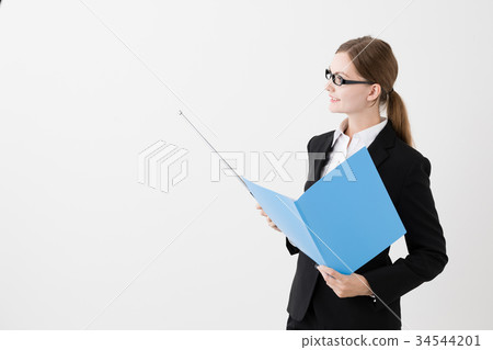外國女商人白色背景圖像 外國女商人白色背景圖像 34544201