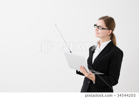 外國女商人白色背景圖像 外國女商人白色背景圖像 34544203