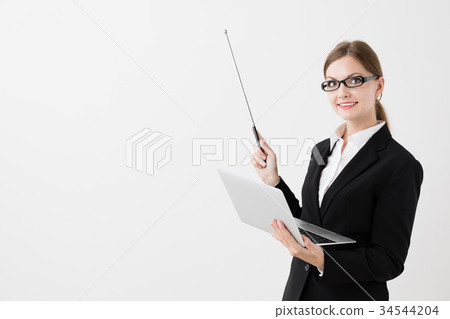 外國女商人白色背景圖像 外國女商人白色背景圖像 34544204