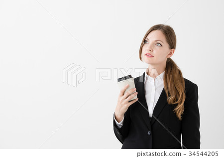外國女商人白色背景圖像 外國女商人白色背景圖像 34544205