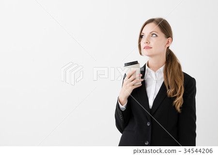外國女商人白色背景圖像 外國女商人白色背景圖像 34544206