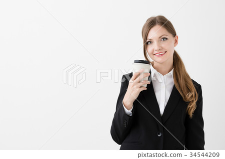外國女商人白色背景圖像 外國女商人白色背景圖像 34544209