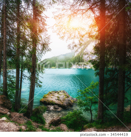 beautiful clear mountain lake in the Alps 34544419