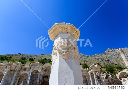 Carved marble column in agora of ancient city Carved marble column in agora of ancient city 34544562