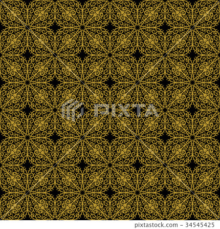 Golden vintage decor seamless pattern 34545425