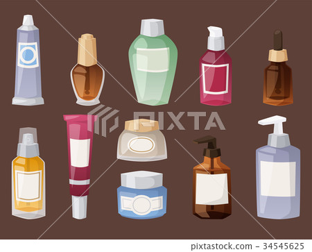 Bottles of cosmetic cosmetology lotion makeup 34545625