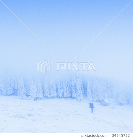 fantastic fog in the mountains 34545732