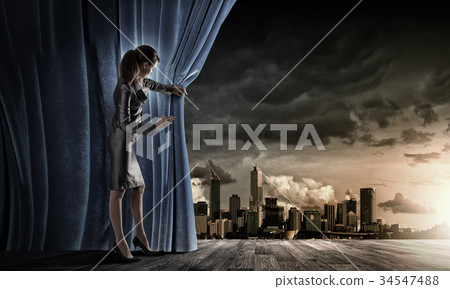 Opened curtain Opened curtain 34547488