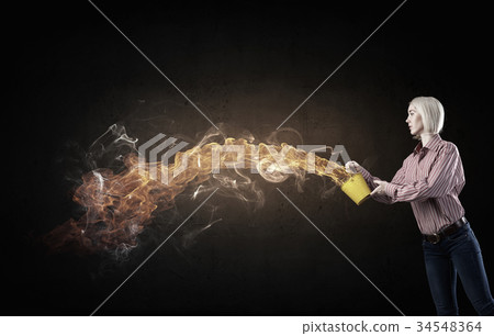 Girl splashing fire flames Girl splashing fire flames 34548364