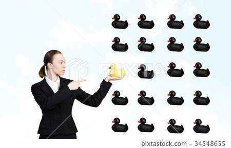 Woman and duck 34548655