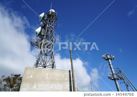 在北海道Usu頂部安裝的電信設備天線 在北海道Usu頂部安裝的電信設備天線 34549708
