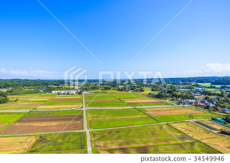 Aerial view of Awazawa-cho Kaminogo Chorakuji Temple 34549946