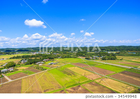Aerial view of Awazawa-cho Kaminogo Chorakuji Temple 34549948