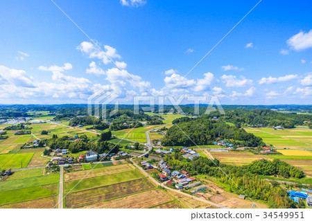 Aerial view of Awazawa-cho Kaminogo Chorakuji Temple 34549951