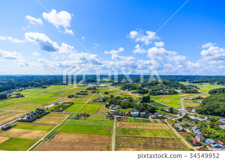 Aerial view of Awazawa-cho Kaminogo Chorakuji Temple 34549952
