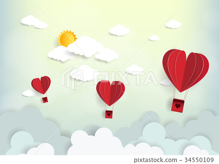 Paper art of illustration love and valentine day Paper art of illustration love and valentine day 34550109