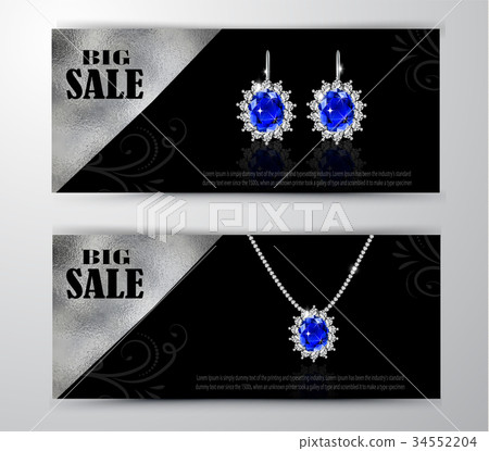 Golden earrings with sapphire and diamonds 34552204