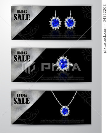 Golden earrings with sapphire and diamonds 34552208