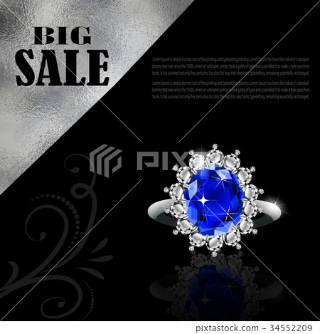 Golden earrings with sapphire and diamonds 34552209