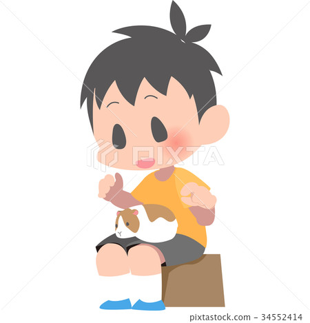 把試驗品放的男孩在膝蓋上 把試驗品放的男孩在膝蓋上 34552414