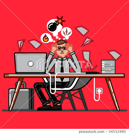 Office worker have a hard day on work 34552995