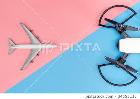 Drone and Air craft facing each other dangerous 34553135