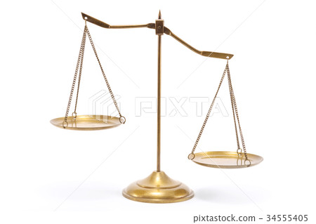 Gold brass balance scale 34555405