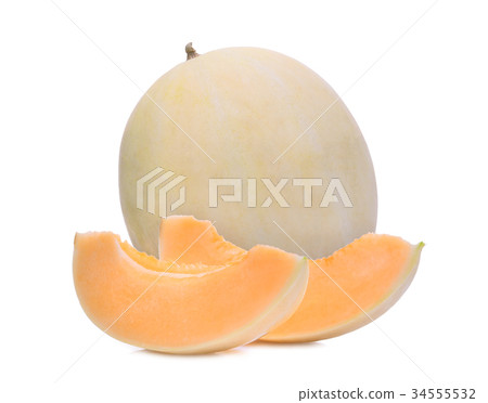 honeydew melon(sunlady) with slice isolated  34555532