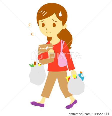 Shopping heavy luggage 34555611