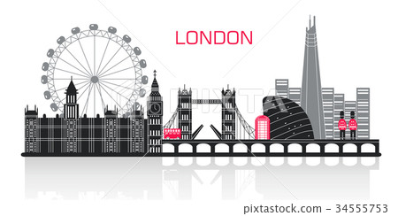 silhouette of london city 34555753