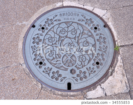 manhole cover of Osaka city, Kansai region, Japan. 34555853
