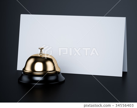 Reception bell golden with card 34556403