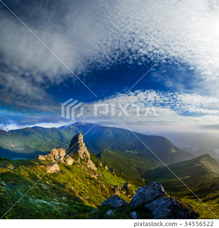 Beautiful sunny day is in mountain landscape. 34556522