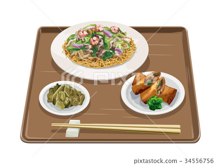 烏冬面和春捲 34556756