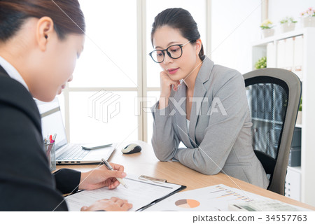 office worker girl reporting corporation case plan 34557763