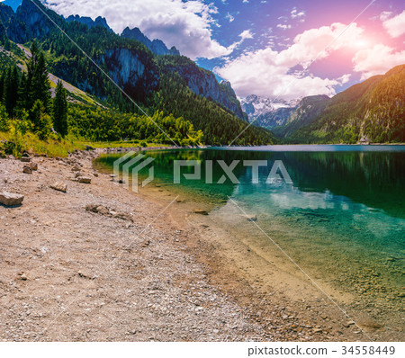 lake between mountains  34558449