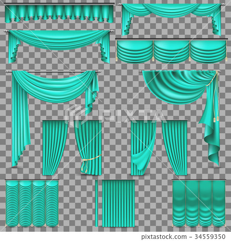 Luxury set of golden velvet silk curtains. EPS 10 Luxury set of golden velvet silk curtains. EPS 10 34559350
