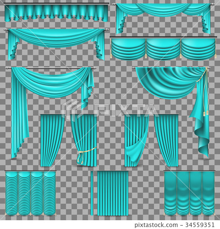 Luxury set of golden velvet silk curtains. EPS 10 Luxury set of golden velvet silk curtains. EPS 10 34559351