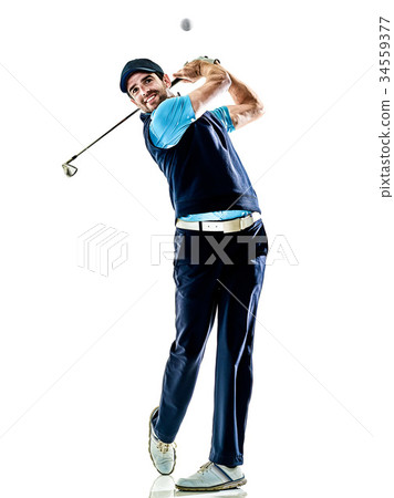 man golfer golfing isolated withe background 34559377