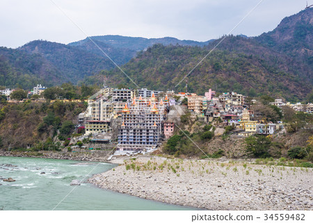 Cityscape of Rishikesh at sunset 34559482